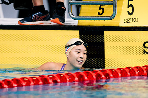 Best national swimmer Kornkarnjana in the pool